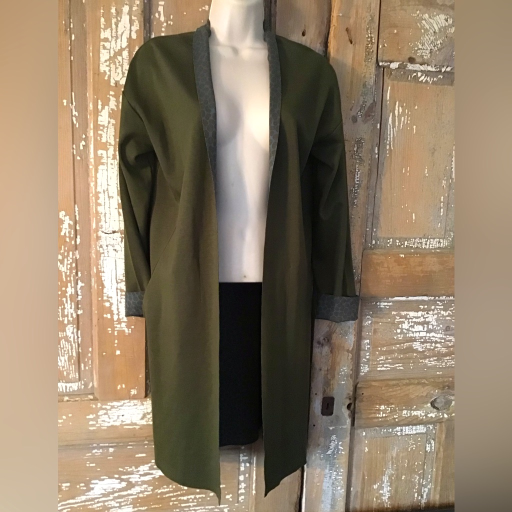 Gudrun Sjoden Open Front Top Jacket Size S Green